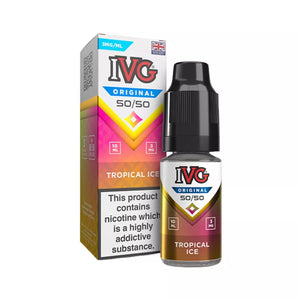 IVG Original Tropical Ice 50/50 e-liquid 10ml bottle with 3mg nicotine strength made in UK for pod kits and MTL vaping
