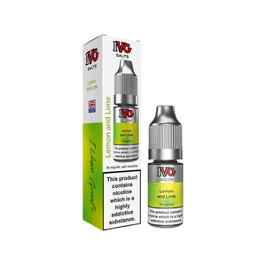 IVG Salts Lemon & Lime Flavour 10ml Nic Salt E-liquid perfect for Refillable Vape Kits