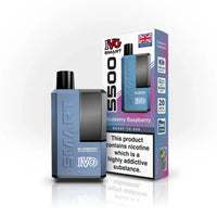 IVG Smart 5500 disposable vape kit in Blueberry Raspberry flavour, with packaging.