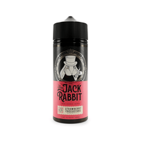 Jack Rabbit Strawberry Cheesecake 100ml shortfill e-liquid bottle with a black cap and pink label.