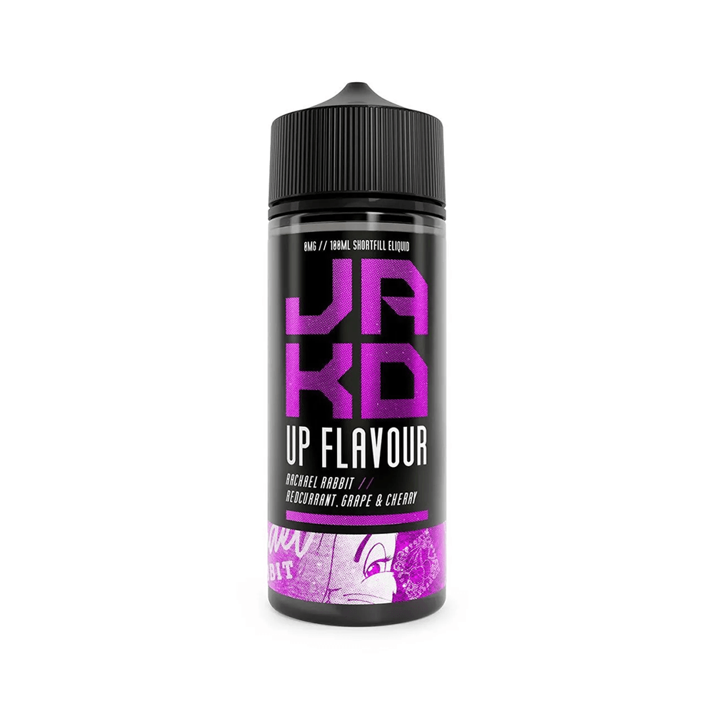 JAKD Up Flavour 100ml shortfill bottle with a vibrant purple label, featuring berry and grape flavours.