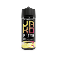 JAKD Up Flavour e-liquid bottle, pineapple and passionfruit, 100ml shortfill.