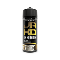 Jak'd Up Flavour 100ml shortfill bottle, Jack Rabbit branding, custard doughnut e-liquid.