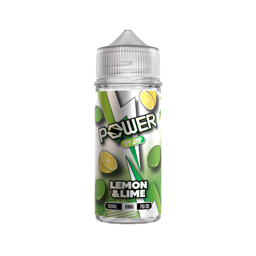 JNP Power Lemon & Lime 100ml shortfill bottle with vibrant green and yellow design.