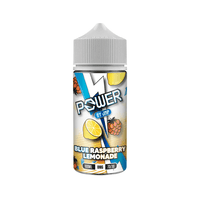 JNP Power Blue Raspberry Lemonade 100ml shortfill bottle with vibrant fruit graphics.