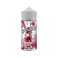 JNP Power Cherry Ice vape juice bottle with cherries and ice cubes design.