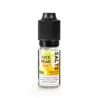 Juice Head Salts bottle, 10ml, Peach Pear flavour, with a black cap and white label.