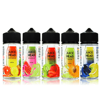 Juice Head vape liquids in five fruit flavours, 100ml bottles.