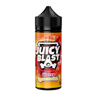 Juicy Blast Cherry Lemonade 100ml vape juice bottle with vibrant red and yellow label design.