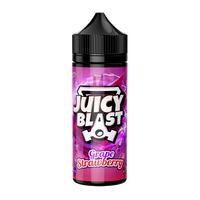 Juicy Blast Grape Strawberry 100ml bottle with vibrant purple and pink label.