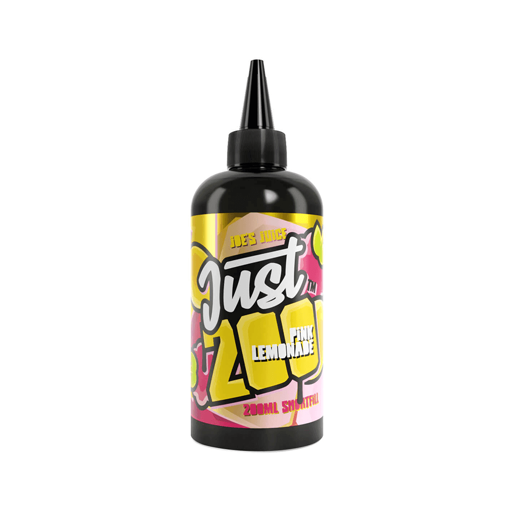 E-liquid bottle labeled "Just 200" Pink Lemonade, 200ml shortfill.