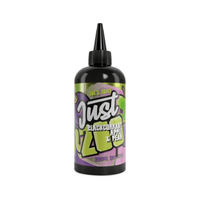 Just Juice 200ml shortfill bottle with blackcurrant, apple, and pear flavour label.