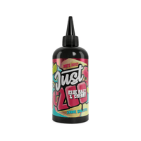 E-liquid bottle with colourful "Just 200" Blue Razz & Cherry label, 200ml size.