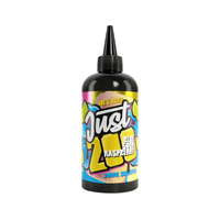 Just 200ml Blue Raspberry e-liquid bottle with colourful label design.