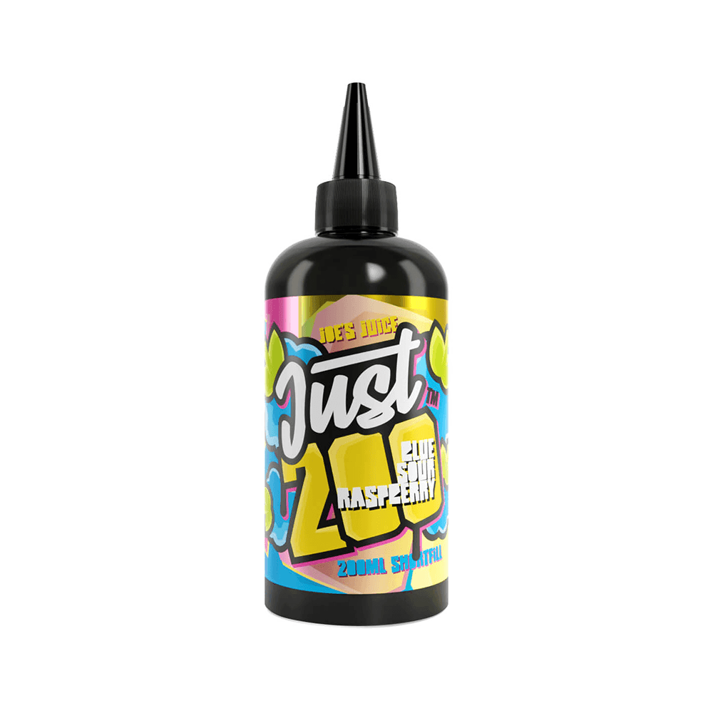 Just 200ml e-liquid bottle with blue raspberry flavour label.