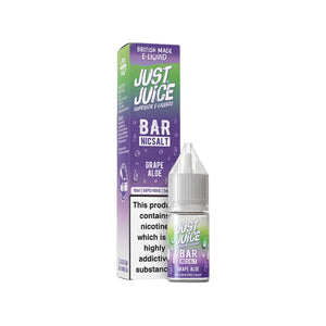 Just Juice Bar Grape Aloe 10ml Nic Salt E-liquid - Perfect for Refillable Vape Kits 
