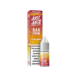 Just Juice Bar Lychee Mango 10ml Nic Salt E-liquid - Perfect for Refillable Vape Kits 