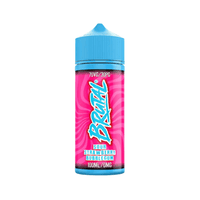 Just Juice Brutal Sour Strawberry Bubblegum vape juice, 100ml bottle with blue cap.