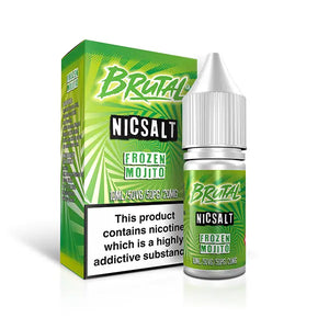 Just Juice Brutal Nic Salt Frozen Mojito e-liquid bottle and packaging, 10ml, 20mg strength.
