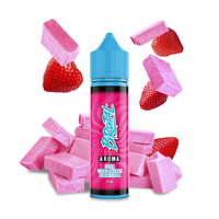 Just Juice Brutal Aroma Sour Strawberry Bubblegum bottle with pink gum and strawberries.