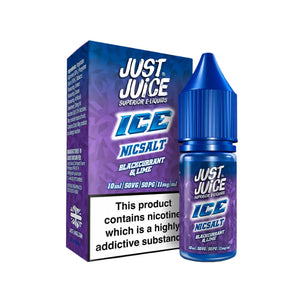 Just Juice Ice Blackcurrant & Lime Flavour 10ml Nic Salt E-liquid perfect for Refillable Vape Kits 