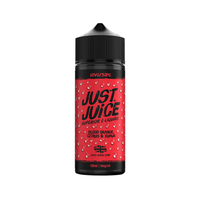 Just Juice Blood Orange Citrus & Guava 100ml e-liquid bottle with red label and black cap.