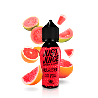 Just Juice Aroma bottle with blood orange, citrus, and guava slices in the background.