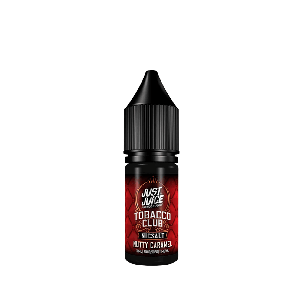 Just Juice Tobacco Club Nic Salt bottle with Nutty Caramel flavour.