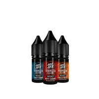 3 Just Juice Tobacco Club e-liquid bottles in various flavours.