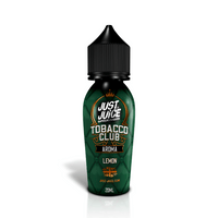 Just Juice Tobacco Club Aroma Lemon 20ml bottle with a green and black design.