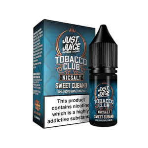 Just Juice Tobacco Club Sweet Cubano Tobacco Flavour 10ml Nic Salt E-liquid perfect for Refillable Vape Kits