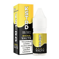 KSTRD BNNA Salts 10ml bottle and box, yellow and black design, nicotine warning label.