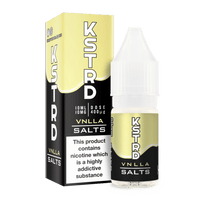 KSTRD VNLLA Salts e-liquid bottle and box with a nicotine warning label.