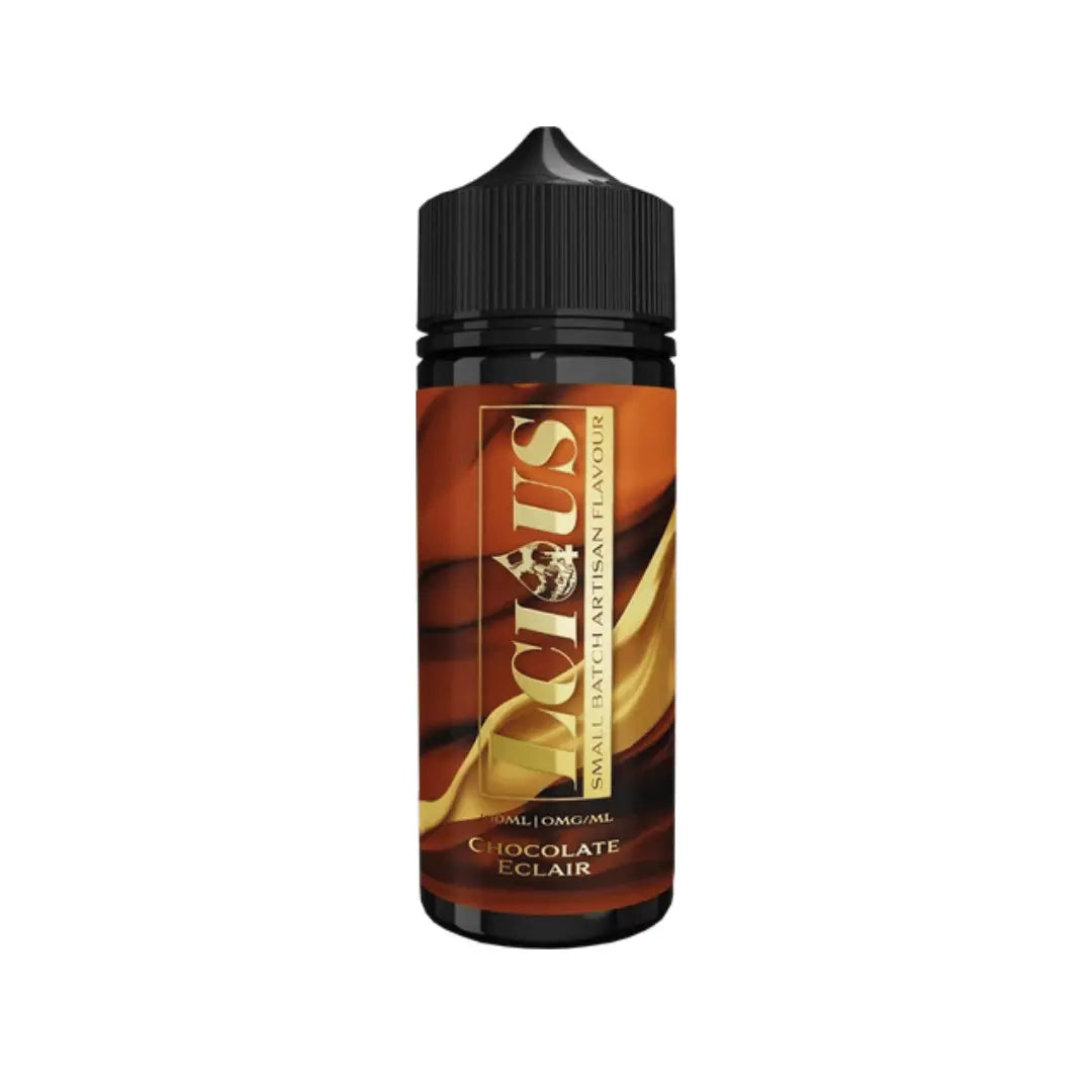 L'cius Chocolate Eclair e-liquid 100ml shortfill bottle with a rich brown label design.