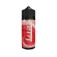 Lciouz E-liquid 100ml shortfill bottle with a strawberry swirl design on the label.