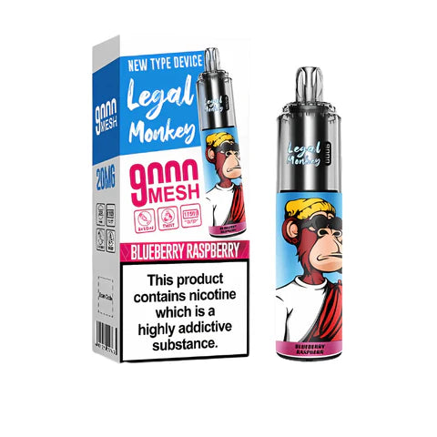 Legal Monkey 9000 Puff Disposable Vape Kit Blueberry Raspberry Flavour