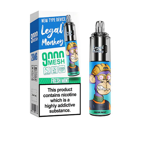 Legal Monkey 9000 Puff Disposable Vape Kit Fresh Mint Flavour