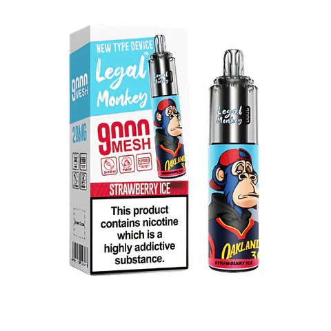 Legal Monkey 9000 Puff Disposable Vape Kit Strawberry Ice