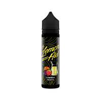 Lemon Aid vape juice bottle with summer fruits design on a black background.