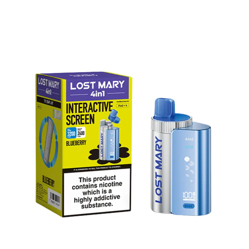 Lost Mary 4-in-1 Pre-Filled Pod Vape Kit Blueberry Flavour 