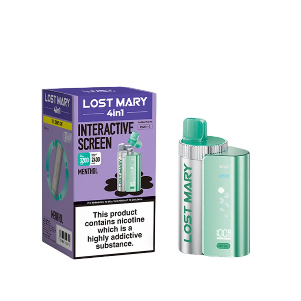 Lost Mary 4-in-1 Pre-Filled Pod Vape Kit Menthol Flavour 
