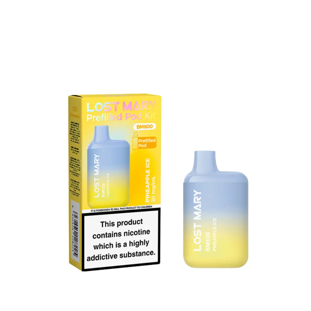 Lost Mary BM600 Prefilled Pod Vape Kit Pineapple Ice Flavour 