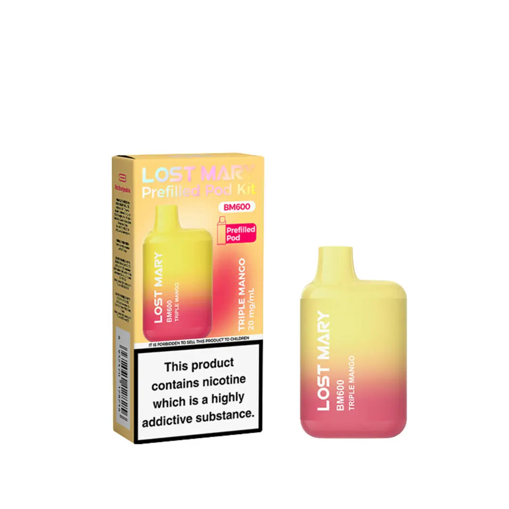 Lost Mary BM600 Prefilled Pod Vape Kit Triple Mango Flavour 