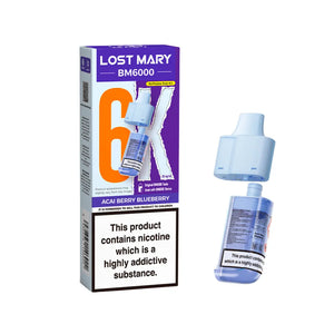 Lost Mary BM6000 Refill Pods for the Lost Mart BM6000 Vape kit - Acai Berry Blueberry Flavour 