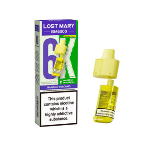 Lost Mary BM6000 Refill Pods for the Lost Mart BM6000 Vape kit - Banana Volcano Flavour 