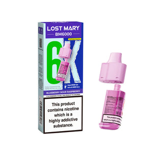 Lost Mary BM6000 Refill Pods for the Lost Mart BM6000 Vape kit - Blueberry Sour Raspberry Flavour 