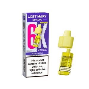 Lost Mary BM6000 Refill Pods for the Lost Mart BM6000 Vape kit - Double Apple Flavour 
