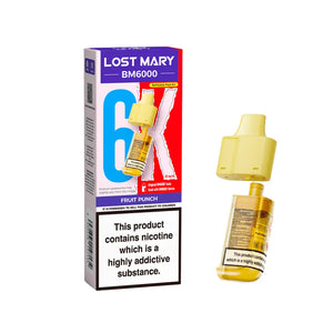 Lost Mary BM6000 Refill Pods for the Lost Mart BM6000 Vape kit - Fruit Punch Flavour 