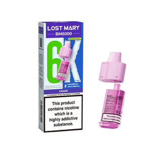 Lost Mary BM6000 Refill Pods for the Lost Mart BM6000 Vape kit - Grape Flavour 