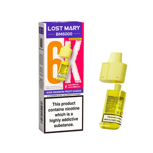 Lost Mary BM6000 Refill Pods for the Lost Mart BM6000 Vape kit - Kiwi Passion Fruit Guava Flavour 
